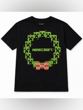 Minecraft Creeper Christmas Graphic Tee Youth Unisex 100% Cotton Boys Medium